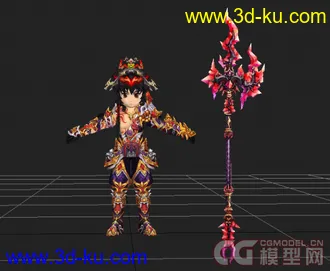 3D打印模型《热血江湖》男150级装备外加几个NPC和场景的图片