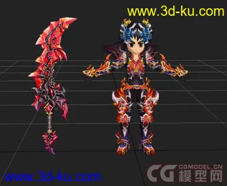 3D打印模型《热血江湖》男150级装备外加几个NPC和场景的图片