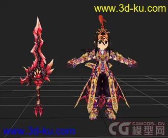 3D打印模型《热血江湖》男150级装备外加几个NPC和场景的图片