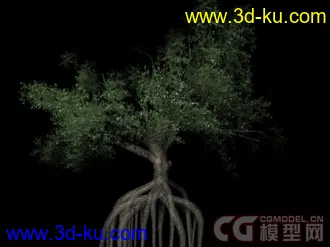 3D打印模型无论是动画还是游戏中都能用到的带有长树根的树的图片