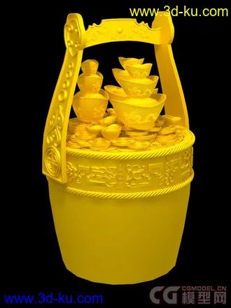 3D打印模型金元宝+ 一桶金的图片