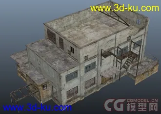 3D打印模型一个很有感觉的破旧厂房(带贴图)的图片