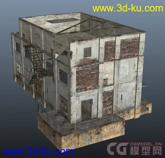 3D打印模型一个很有感觉的破旧厂房(带贴图)的图片