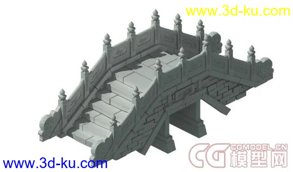 3d材质渲染 小石桥模型的图片1