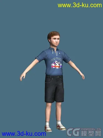3D打印模型现代人物儿童绑定完骨骼的，可直接做动画用的图片