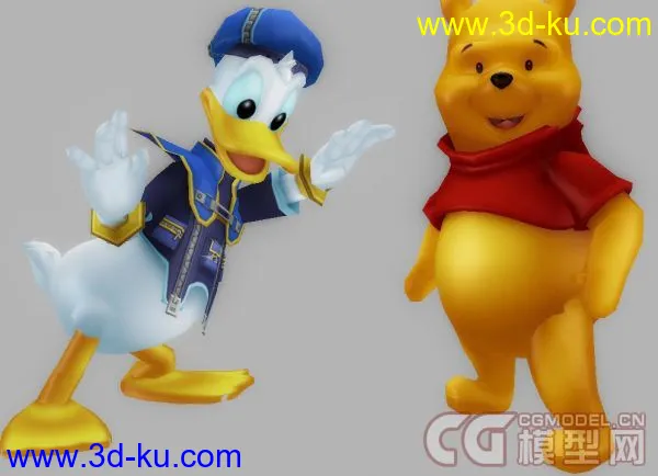 迪士尼经典 唐老鸭小熊维尼 带骨骼贴图fbx格式模型的图片1
