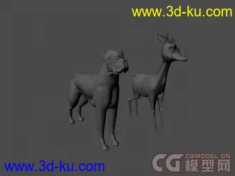 3D打印模型超精细的鹿和狗高模的图片