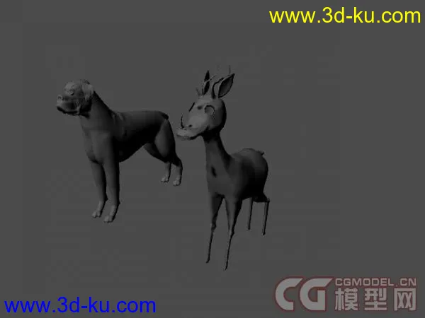 超精细的鹿和狗高模模型的图片2