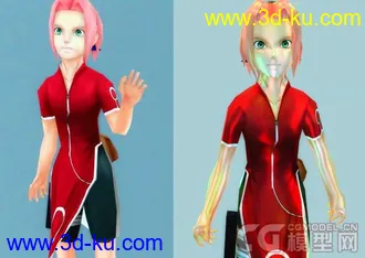 3D打印模型火影之小樱卡卡西纲手日向（带骨骼+动作+贴图）的图片