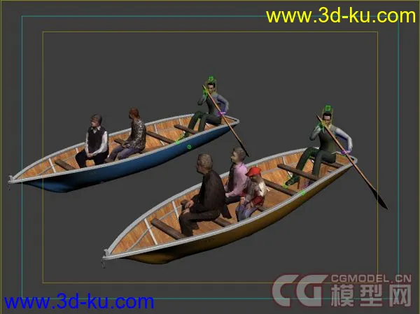 单桨划船人物动作模型下载的图片1