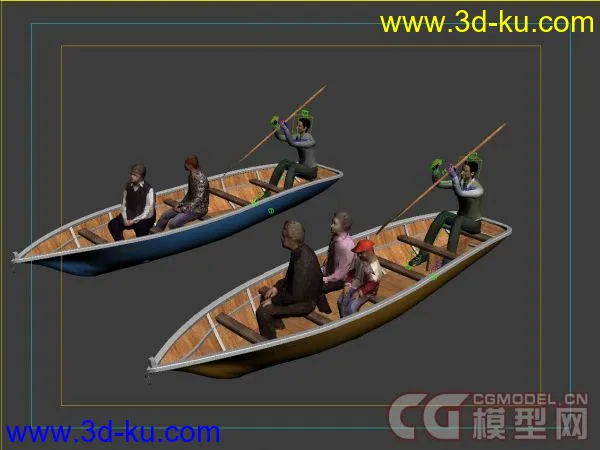 单桨划船人物动作模型下载的图片2