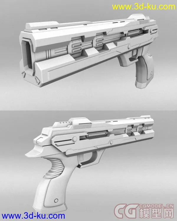以前建的科幻手枪 素模模型的图片1