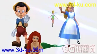 3D打印模型迪士尼童话小美人鱼皮诺曹小精灵Tinker Bell 带骨骼fbx格式的图片