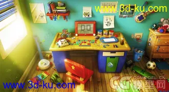 3D打印模型有些卡通的室内场景，木有贴图【正在学习的新手】的图片