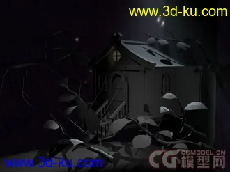 3D打印模型夜色屋子（建筑）的图片
