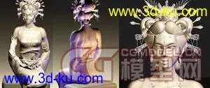 3D打印模型头戴凤冠的侍女的图片