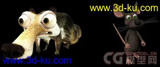 3D打印模型冰河世纪的松鼠和卡通鼠（骨骼+动作+贴图）的图片