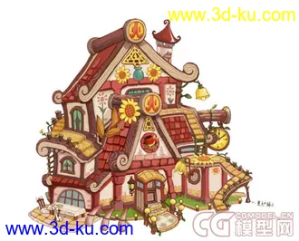 卡通屋子模型的图片