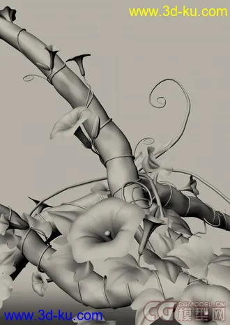 自然牵牛花场景模型下载原创植物模型下载模型教学入门的图片