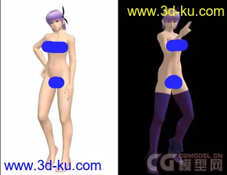 3D打印模型DOA Ayane nude model :3 紫发美女的图片