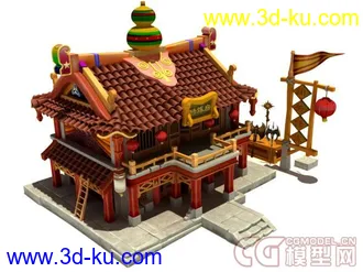 2.5D的建筑修炼房场景模型的图片