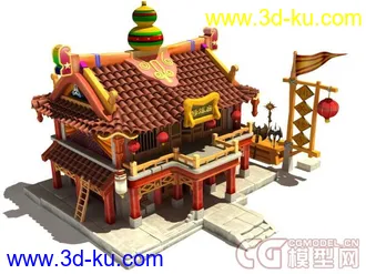 2.5D的建筑修炼房场景模型的图片
