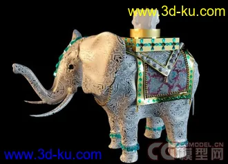 高精度大象装饰烛台（带贴图）3ds Max 模型下载的图片