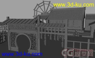 3D打印模型农家乐小院（obj，ma 文件带材质）的图片