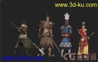角色模型 历史人物四个！带全套贴图dds格式 8.0版本3ds max文件的图片