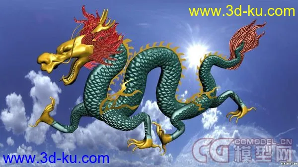 理想中的中国龙 - 红鬃金爪大青龙模型的图片2