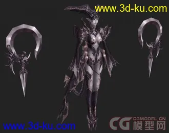 3D打印模型一个游戏的角色  女性角色 带双武器！【精】的图片