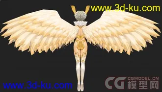 一个游戏模型  有翅膀的美女天使 3ds max9.0版本 带贴图【精】的图片