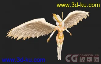 一个游戏模型  有翅膀的美女天使 3ds max9.0版本 带贴图【精】的图片