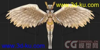 一个游戏模型  有翅膀的美女天使 3ds max9.0版本 带贴图【精】的图片