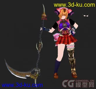 日本风格镰刀少女模型 全套贴图 带3ds和OBJ文件【精】的图片