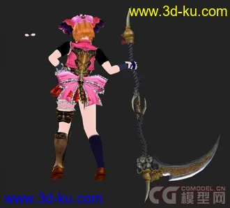 日本风格镰刀少女模型 全套贴图 带3ds和OBJ文件【精】的图片