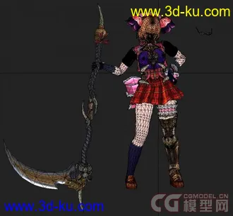 日本风格镰刀少女模型 全套贴图 带3ds和OBJ文件【精】的图片