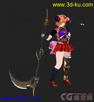 日本风格镰刀少女模型 全套贴图 带3ds和OBJ文件【精】的图片