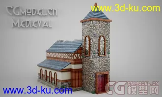 3D打印模型Medieval Church欧式房子欧式建筑的图片