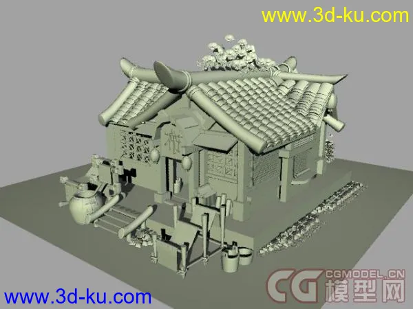 桃花源记布店房屋建筑场景模型的图片1