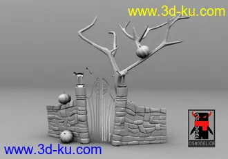 3D打印模型圣诞节万圣节夜南瓜惊魂小门（附obj文件）的图片