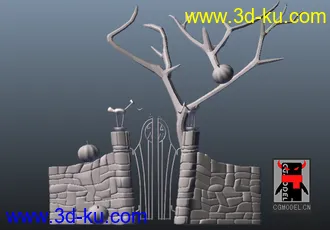 3D打印模型圣诞节万圣节夜南瓜惊魂小门（附obj文件）的图片