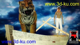 3D打印模型精细的孟加拉虎（带骨骼+动作+贴图）的图片