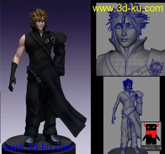 3D打印模型自作！！《最终幻想VII：再临之子》正反两大“猪脚”和路人甲！！求加精的图片