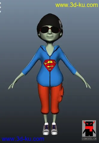 3D打印模型戴眼镜的男孩（带贴图）的图片