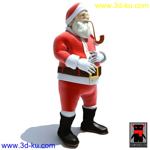 Santa Claus叼烟斗的圣诞老人模型的图片3
