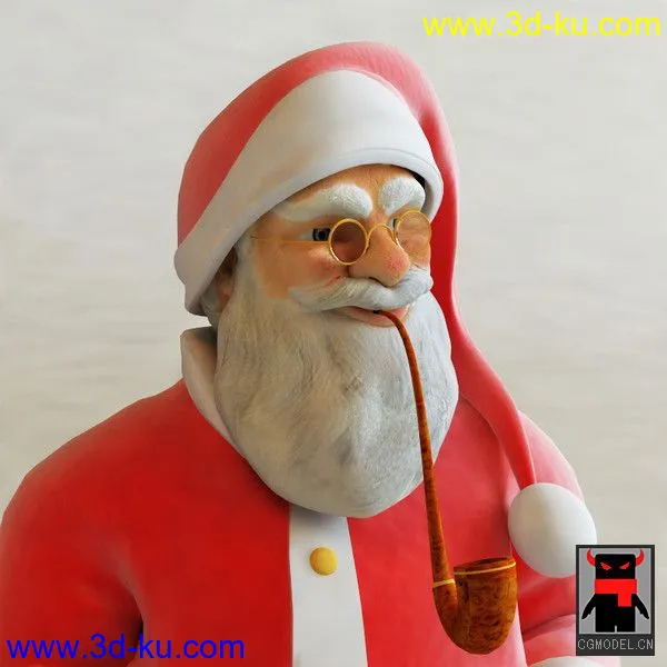 Santa Claus叼烟斗的圣诞老人模型的图片5