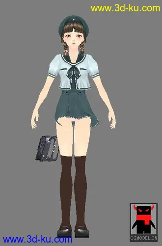 两个小辫的可爱女孩 模型的图片
