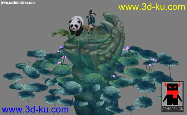 发一个剑网三选人场景的模型，附送小萝莉小熊猫各一只的图片1
