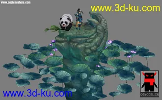 发一个剑网三选人场景的模型，附送小萝莉小熊猫各一只的图片